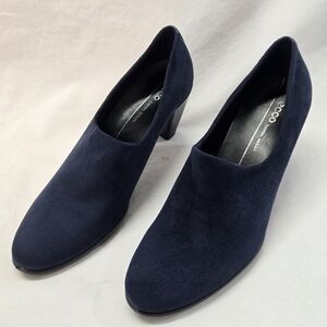 Ecco Women's Size 41 Danish Design Blue Suede Heels Pump Slip On